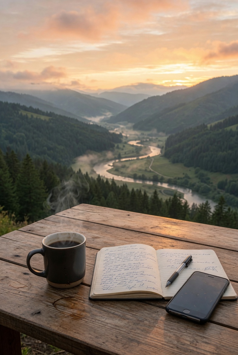 Morning light across a mountain valley